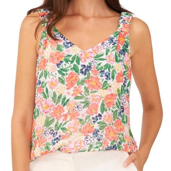 Vince Camuto chiffon floral sleeveless top - XS - Picture 2 of 12